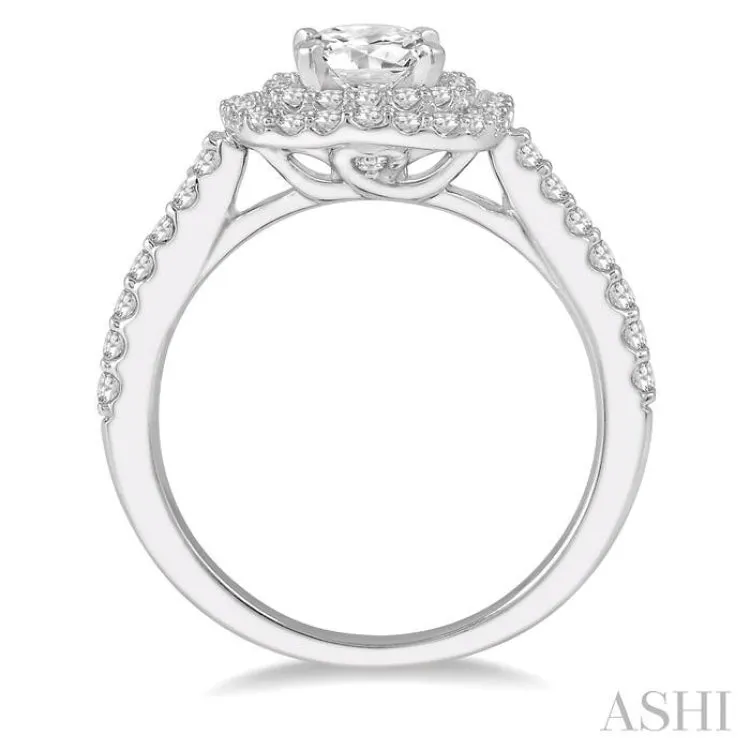 1.00 ctw Round Cut Center Stone Diamond Ladies Engagement Ring in 14K White Gold