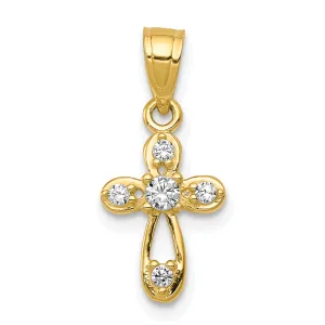 10K Gold CZ Cross Pendant with Polished Finish  Elegant & Solid Design