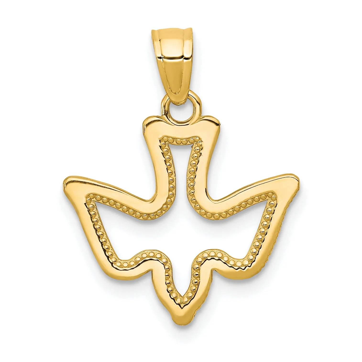 10K Gold Dove Charm with Polished Finish  Solid and Casted