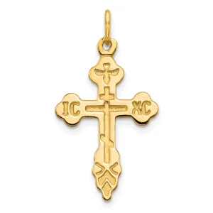 10K Gold Eastern Orthodox Cross Charm with Polished Solid Finish
