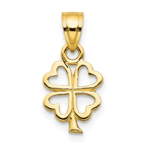 10K Gold Four Leaf Clover Charm in Polished Finish Solid and Elegant Design