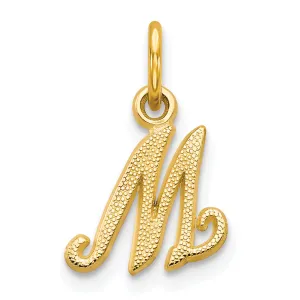 10K Gold Polished M Initial Charm Solid and Elegant Design