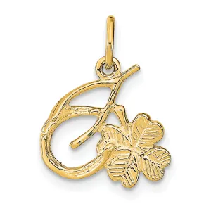 10K Solid Gold Horseshoe Shamrock Charm with Polished Finish