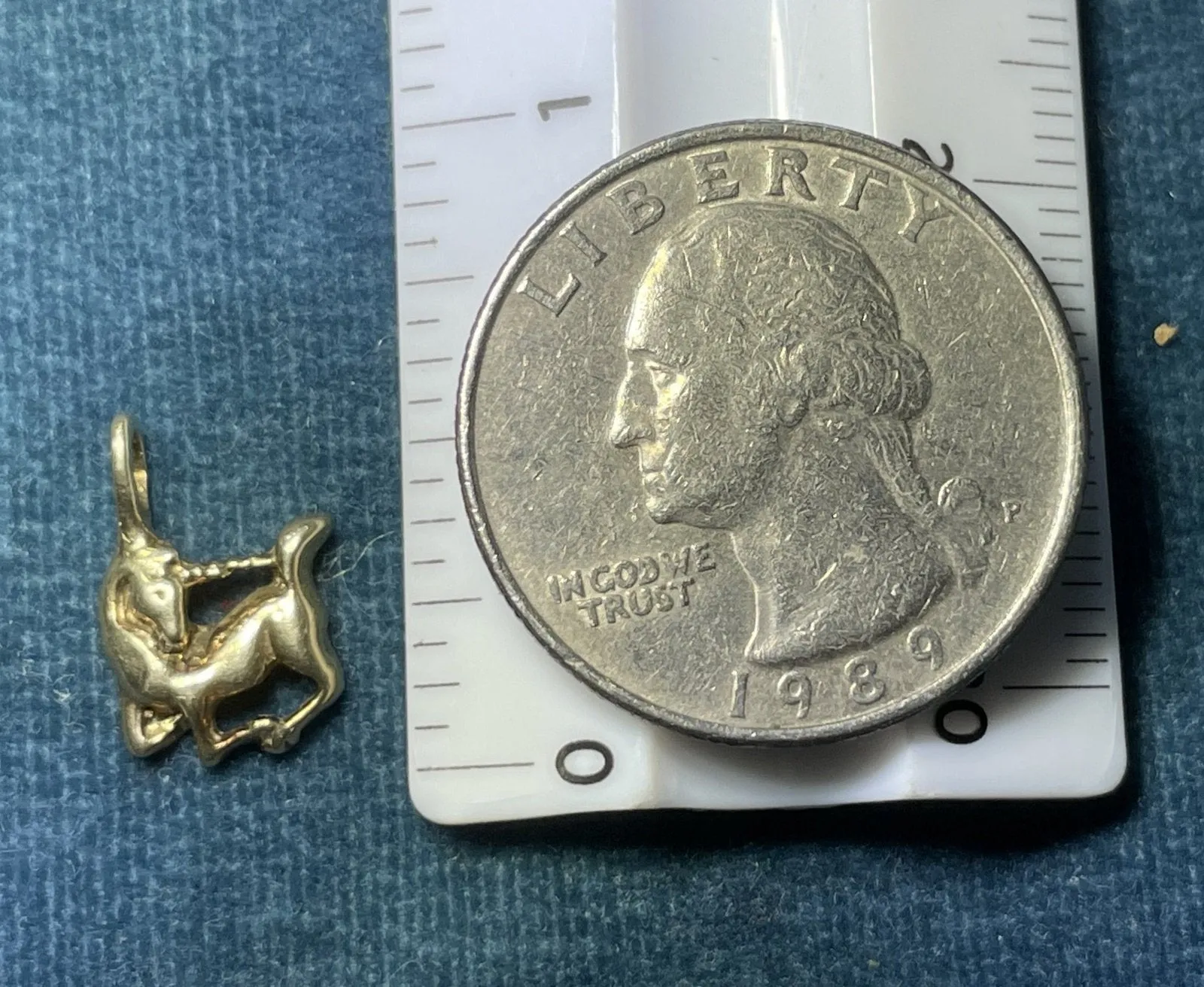 10k Yellow Gold BABY UNICORN Pendant.  ***TEENY TINY***