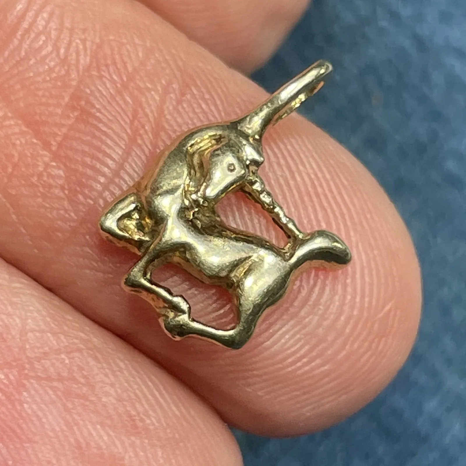 10k Yellow Gold BABY UNICORN Pendant.  ***TEENY TINY***