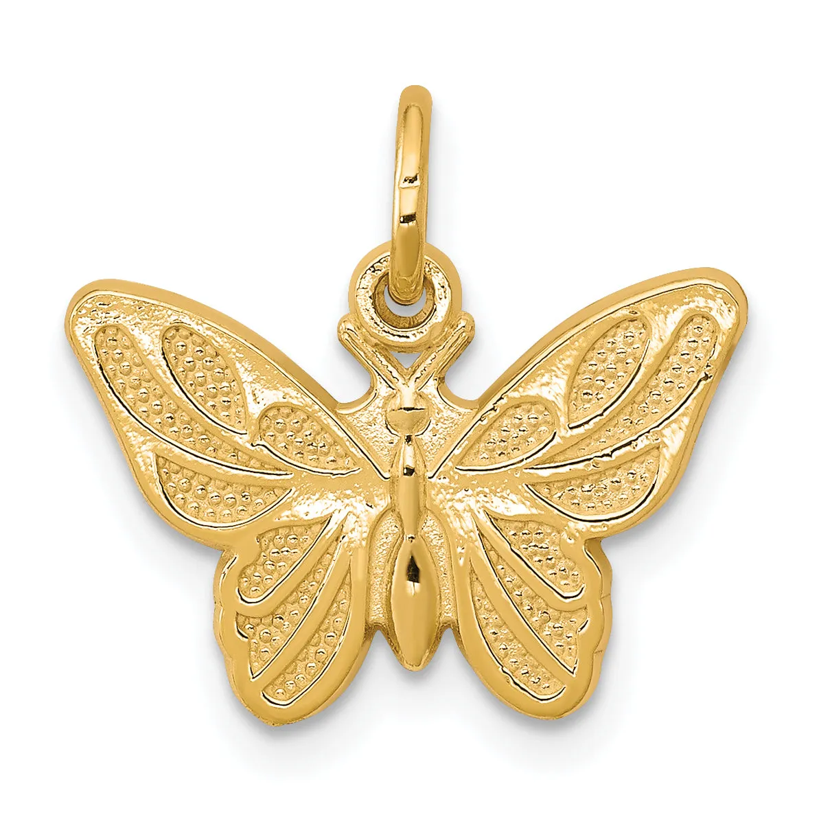 10K Yellow Gold Butterfly Charm with Polished Solid Design
