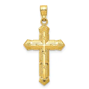 10K Yellow Gold Passion Cross Pendant with Polished Solid Design