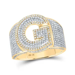 10kt Two-tone Gold Mens Round Diamond G Initial Letter Ring 1 Cttw | Splendid Jewellery - "The Majestic G Initial Diamond Ring in Two-tone Gold"
