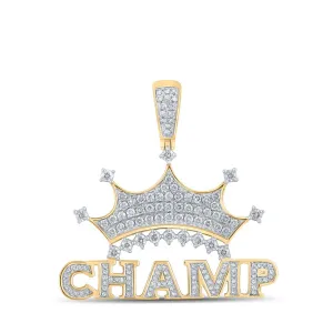 10kt Yellow Gold Men's Diamond Crown Charm Pendant - 1-1/4 Cttw | Splendid Jewellery