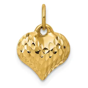 14K Gold 3D Heart Pendant with Polished Textured Finish  Elegant Gift