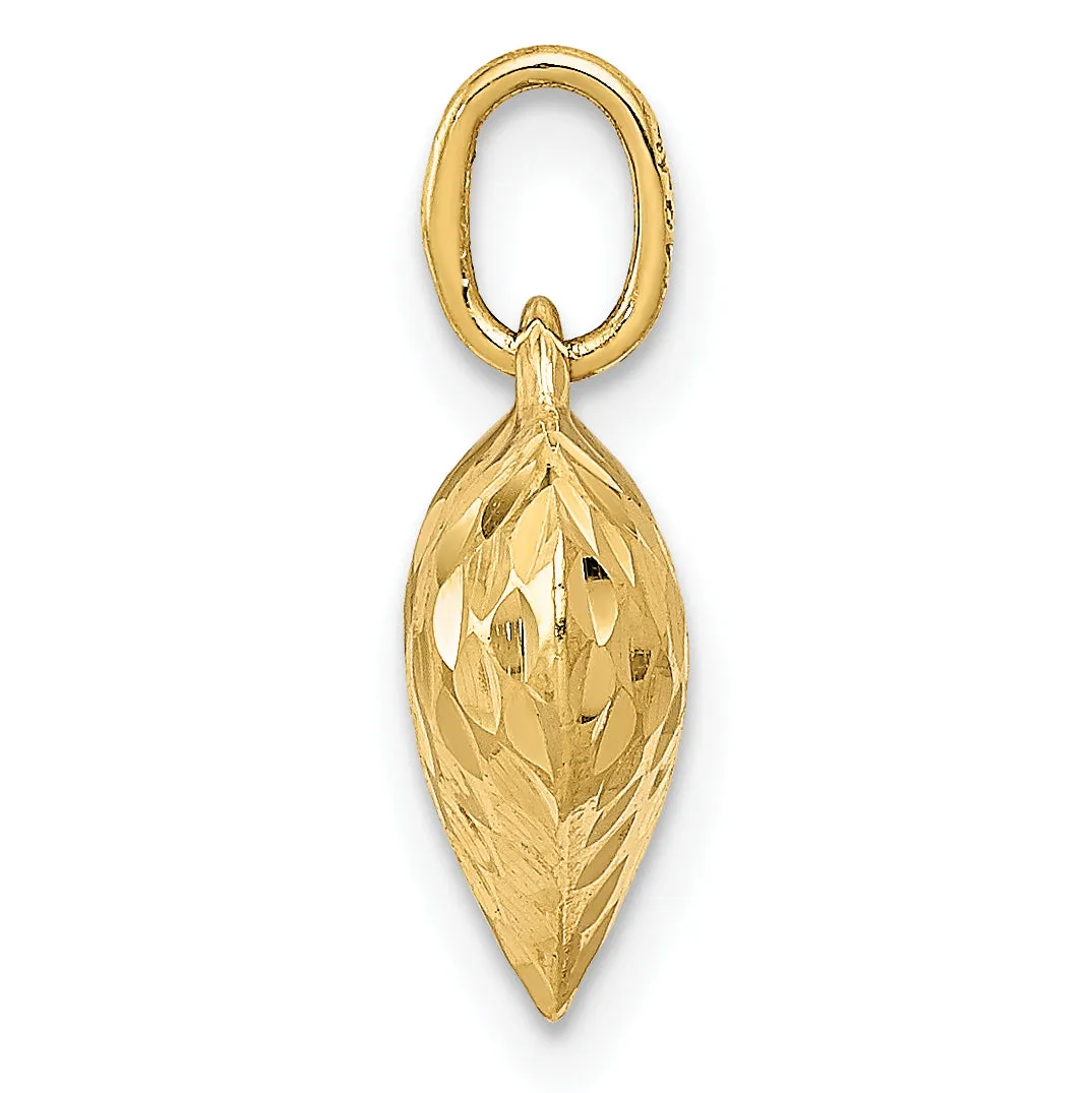 14K Gold 3D Heart Pendant with Polished Textured Finish  Elegant Gift