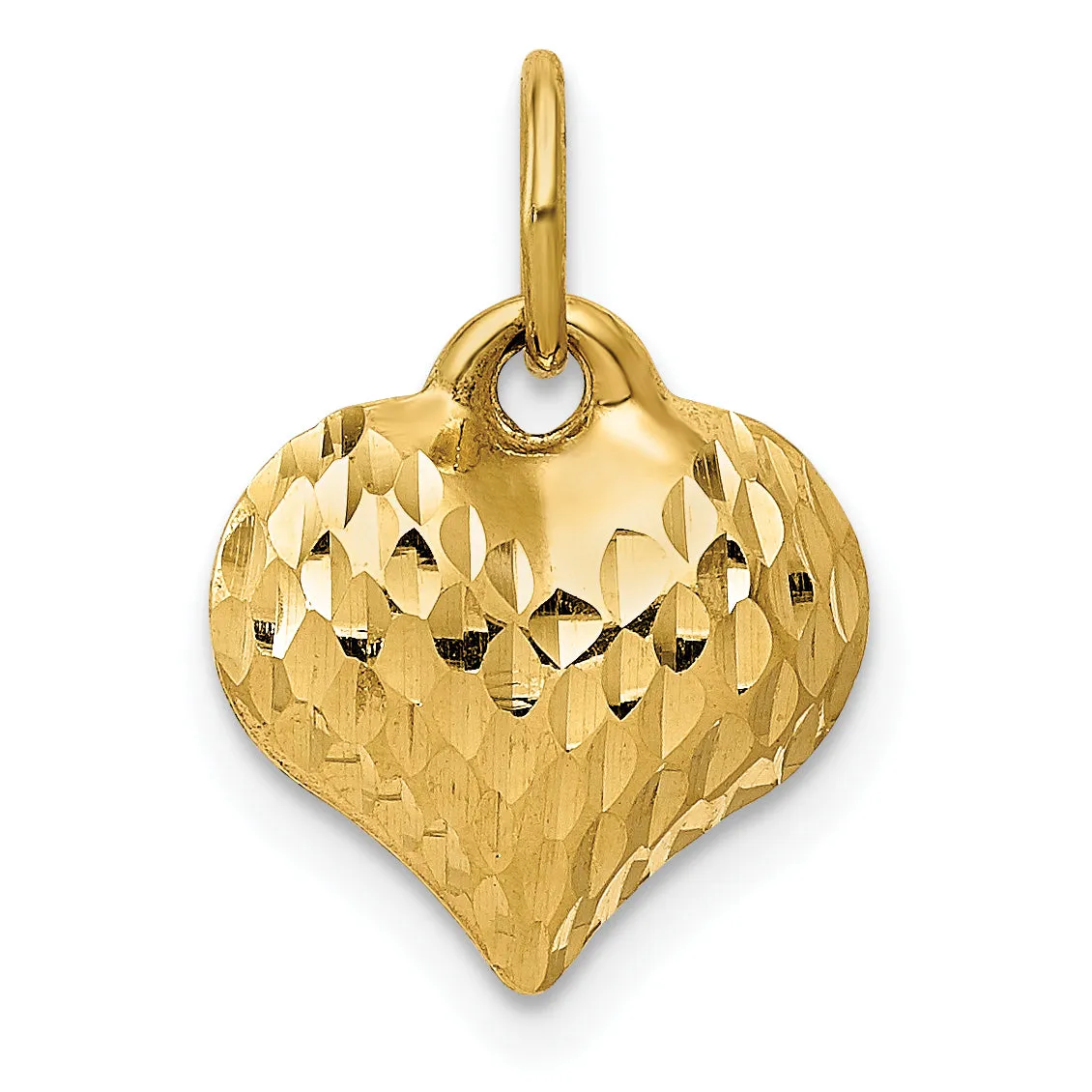 14K Gold 3D Heart Pendant with Polished Textured Finish  Elegant Gift