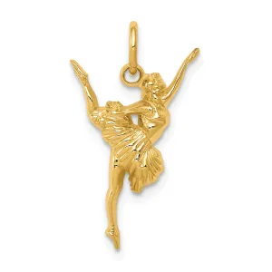 14K Gold Ballerina Charm with Polished Finish and Textured Details