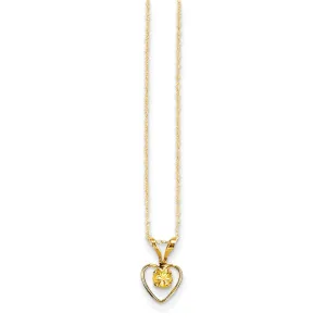14K Gold Citrine Heart Necklace  November Birthstone Elegance