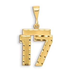 14K Gold Diamond-Cut Number 17 Charm with Polished Finish