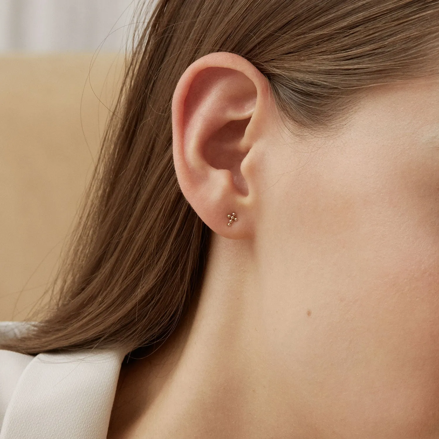 14k Gold Dot Cross Studs
