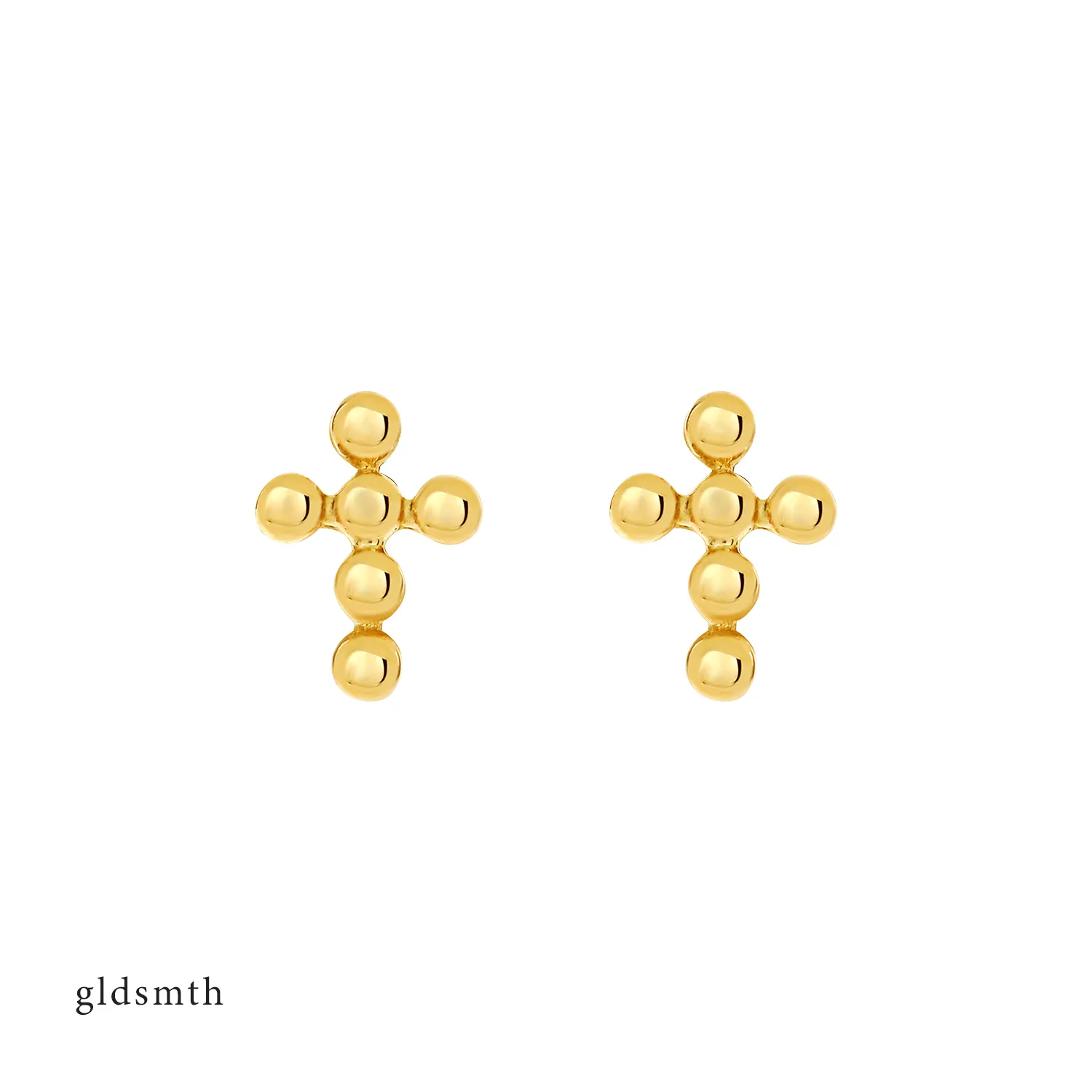 14k Gold Dot Cross Studs