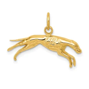 14K Gold Greyhound Charm with Polished Finish Elegant, Themed Design