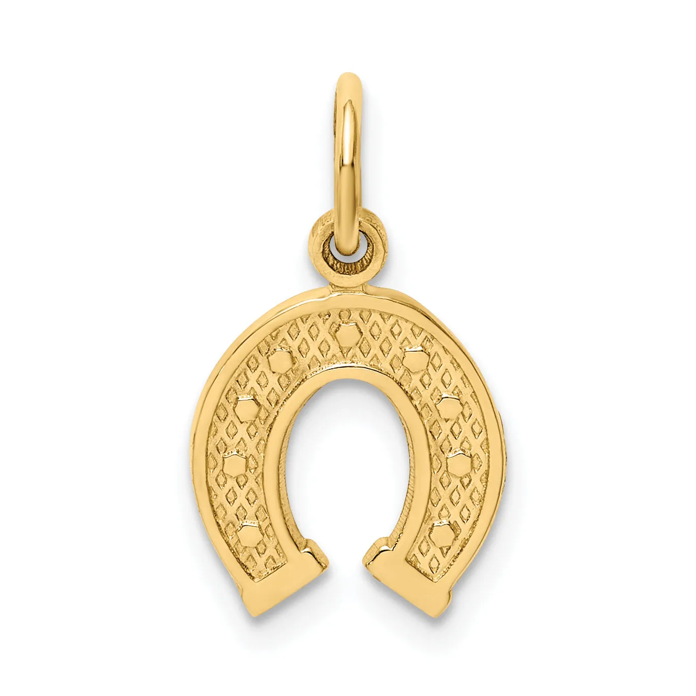 14K Gold Horseshoe Charm with Polished Textured Design