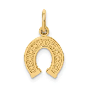 14K Gold Horseshoe Charm with Polished Textured Design