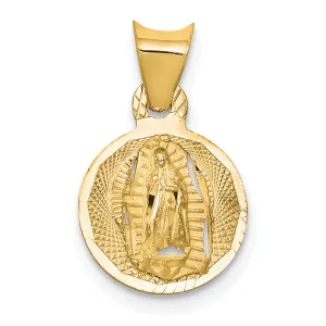 14K Gold Lady of Guadalupe Pendant with Polished Diamond-Cut Finish