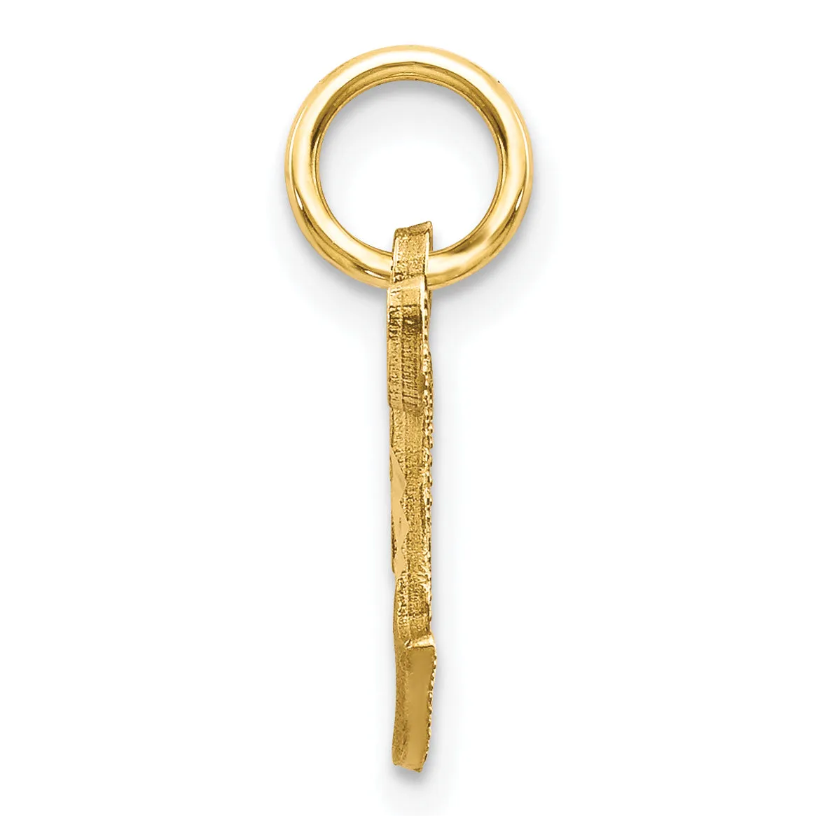 14K Gold Letter T Diamond-Cut Charm with Sandblasted Finish