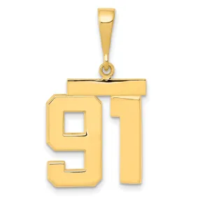 14K Gold Medium Polished Number 91 Charm Elegant Themed Design