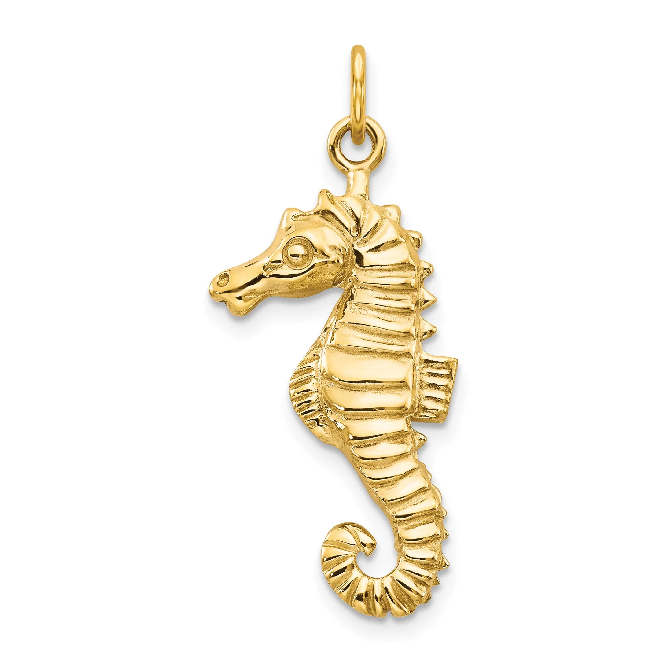 14K Gold Men's Seahorse Charm with Polished Finish