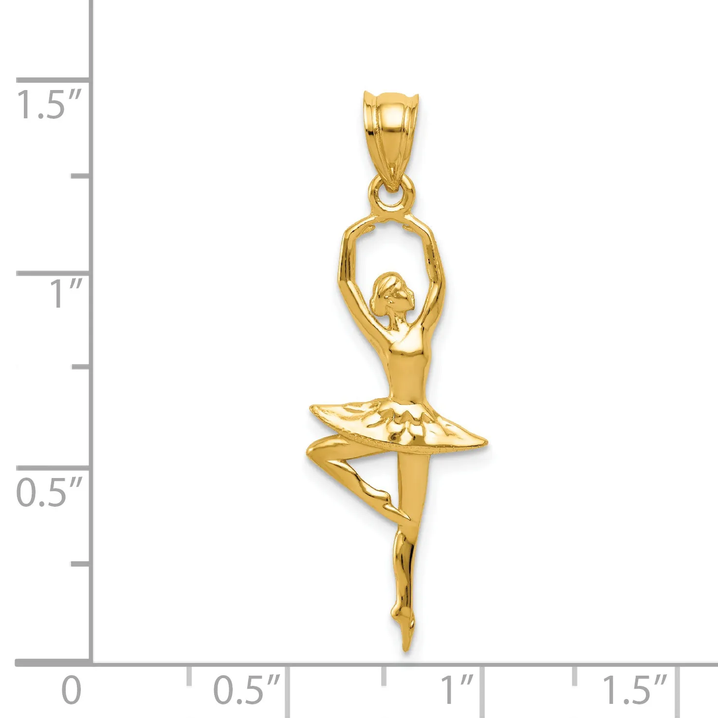 14K Gold Polished Ballerina Pendant with Textured Detailing  Elegant and Solid Design