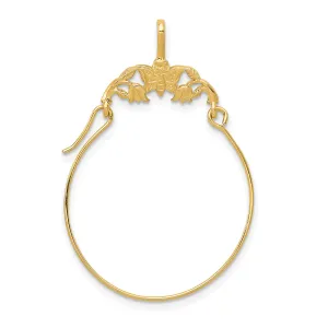 14K Gold Polished Butterfly Charm Holder Elegant Solid Pendant