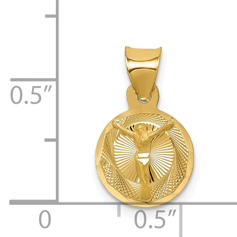 14K Gold Polished Corpus Circle Pendant Elegant & Solid Design