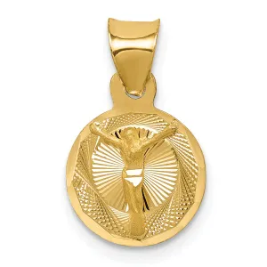 14K Gold Polished Corpus Circle Pendant Elegant & Solid Design