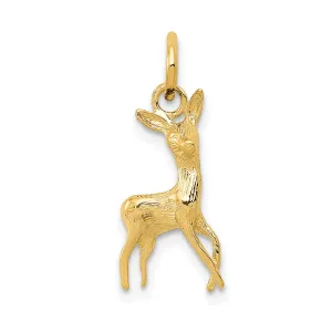14K Gold Polished Deer Charm with Open-Back Design Elegant and Themed