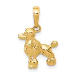 14K Gold Poodle Dog Pendant  Polished Solid Design, Casted Craftsmanship