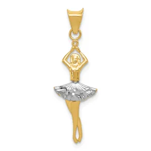 14K Gold Rhodium Polished Dancer Pendant with Moveable Design