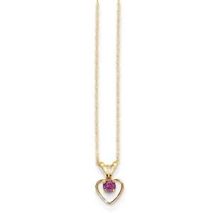14K Gold Rhodolite Garnet Heart Necklace June Birthstone Elegance