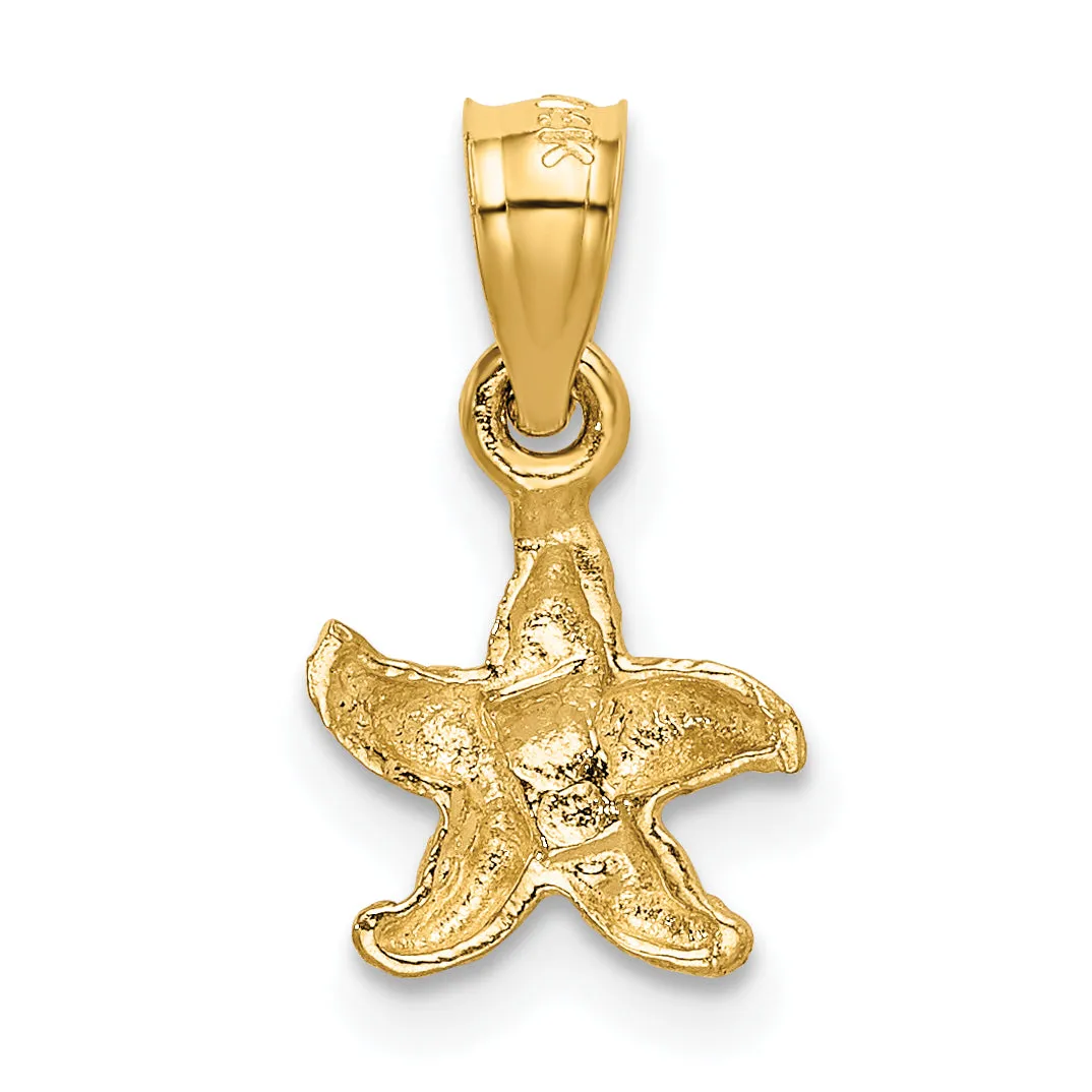 14K Gold Starfish Pendant with Polished Textured Finish by Sophia Jewelers