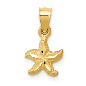 14K Gold Starfish Pendant with Polished Textured Finish by Sophia Jewelers