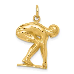 14K Gold Swimmer Pendant with Polished Finish for Men