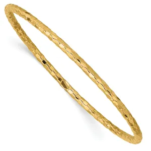 14K Gold Women's Polished Textured Slip-On Bangle Bracelet