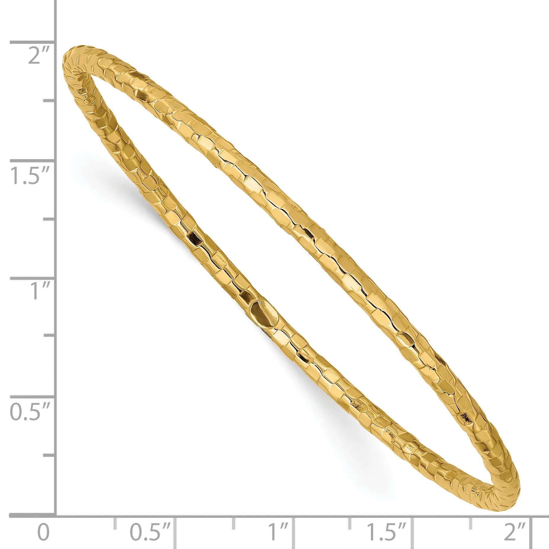 14K Gold Women's Polished Textured Slip-On Bangle Bracelet