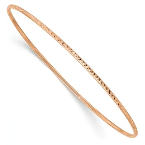 14K Rose Gold Diamond-Cut Bangle Bracelet for Women Elegant Slip-On Design