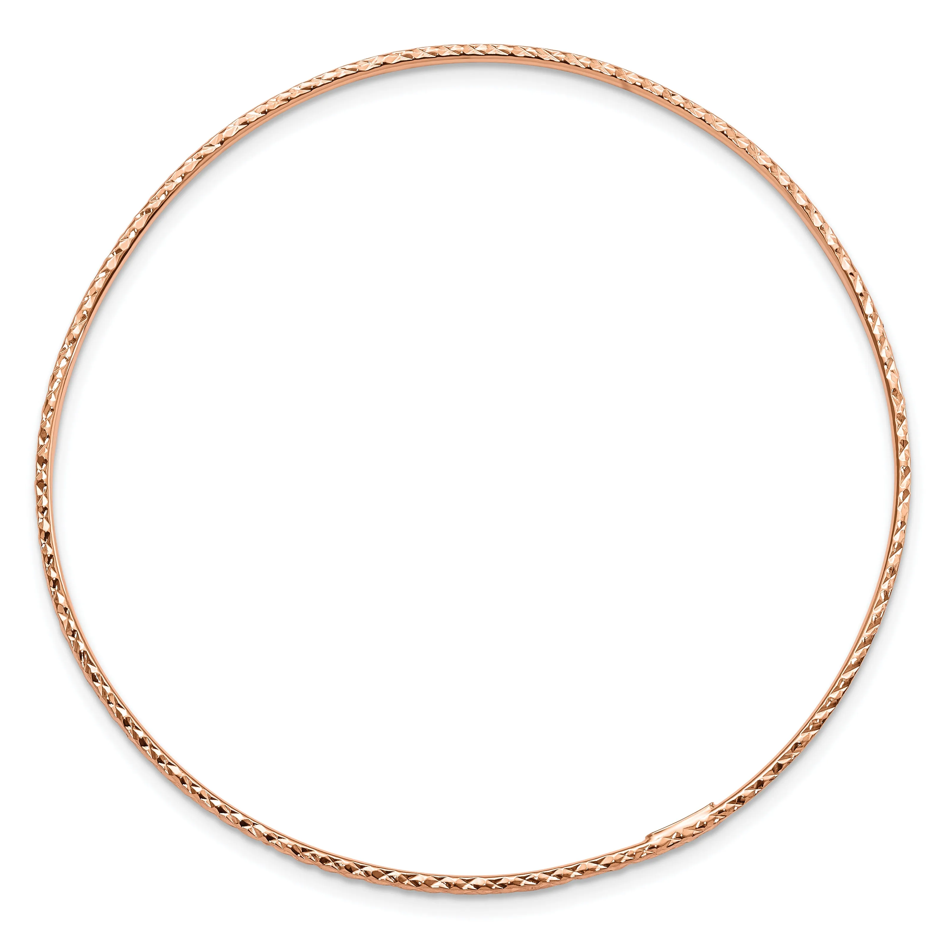 14K Rose Gold Diamond-Cut Bangle Bracelet for Women Elegant Slip-On Design