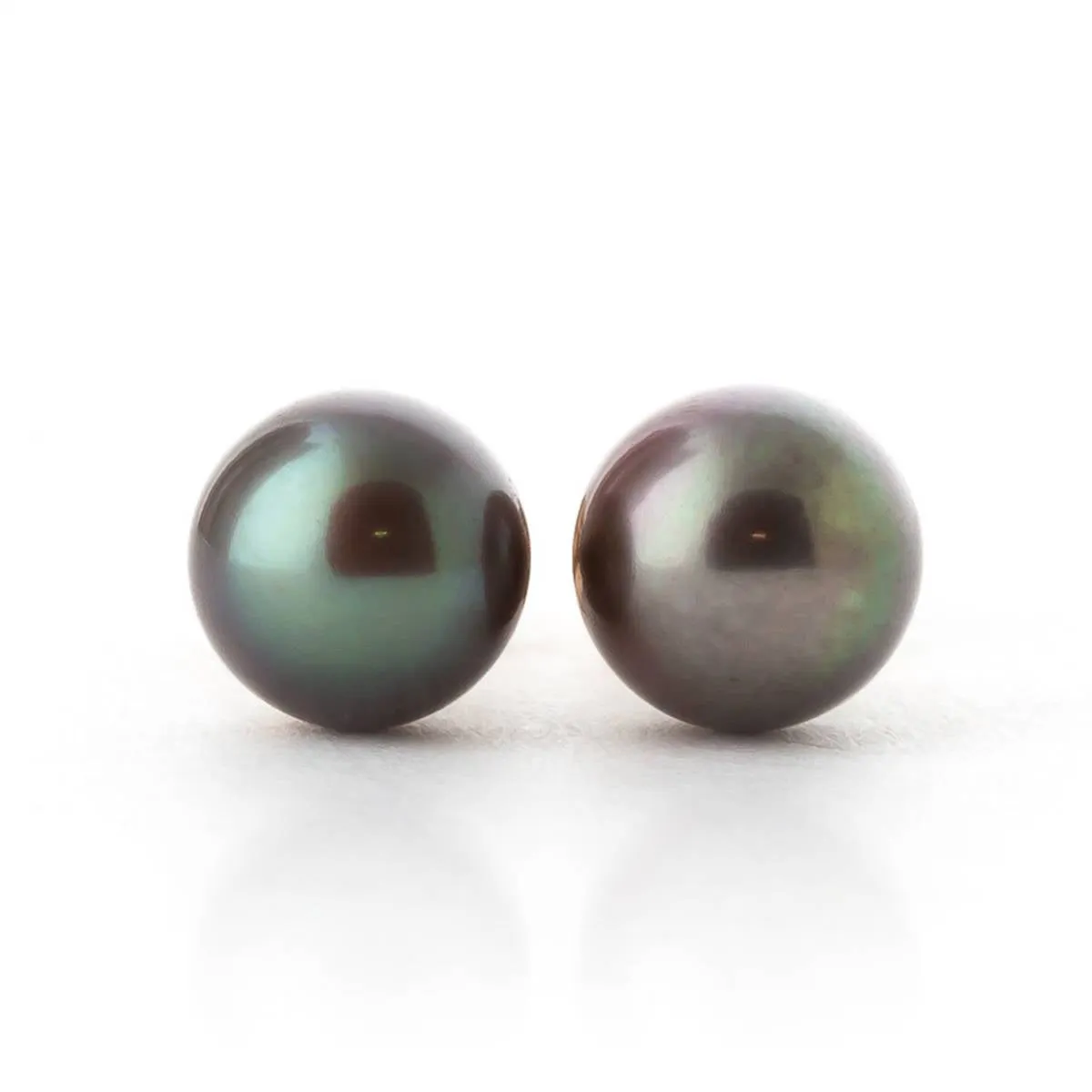 14K Solid Rose Gold Stud Earrings w/ Natural Black Pearl