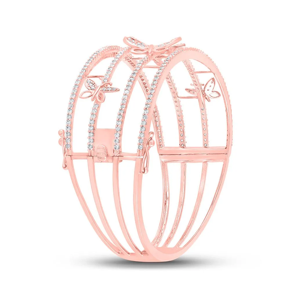 14kt Rose Gold Diamond Butterfly Bangle Bracelet - 2 Carat Total Weight - Splendid Jewellery