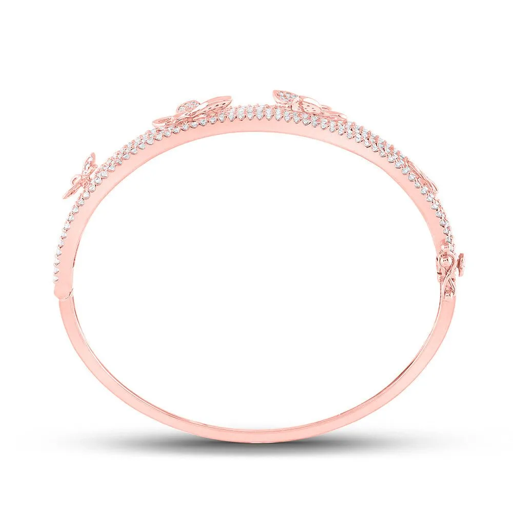 14kt Rose Gold Diamond Butterfly Bangle Bracelet - 2 Carat Total Weight - Splendid Jewellery