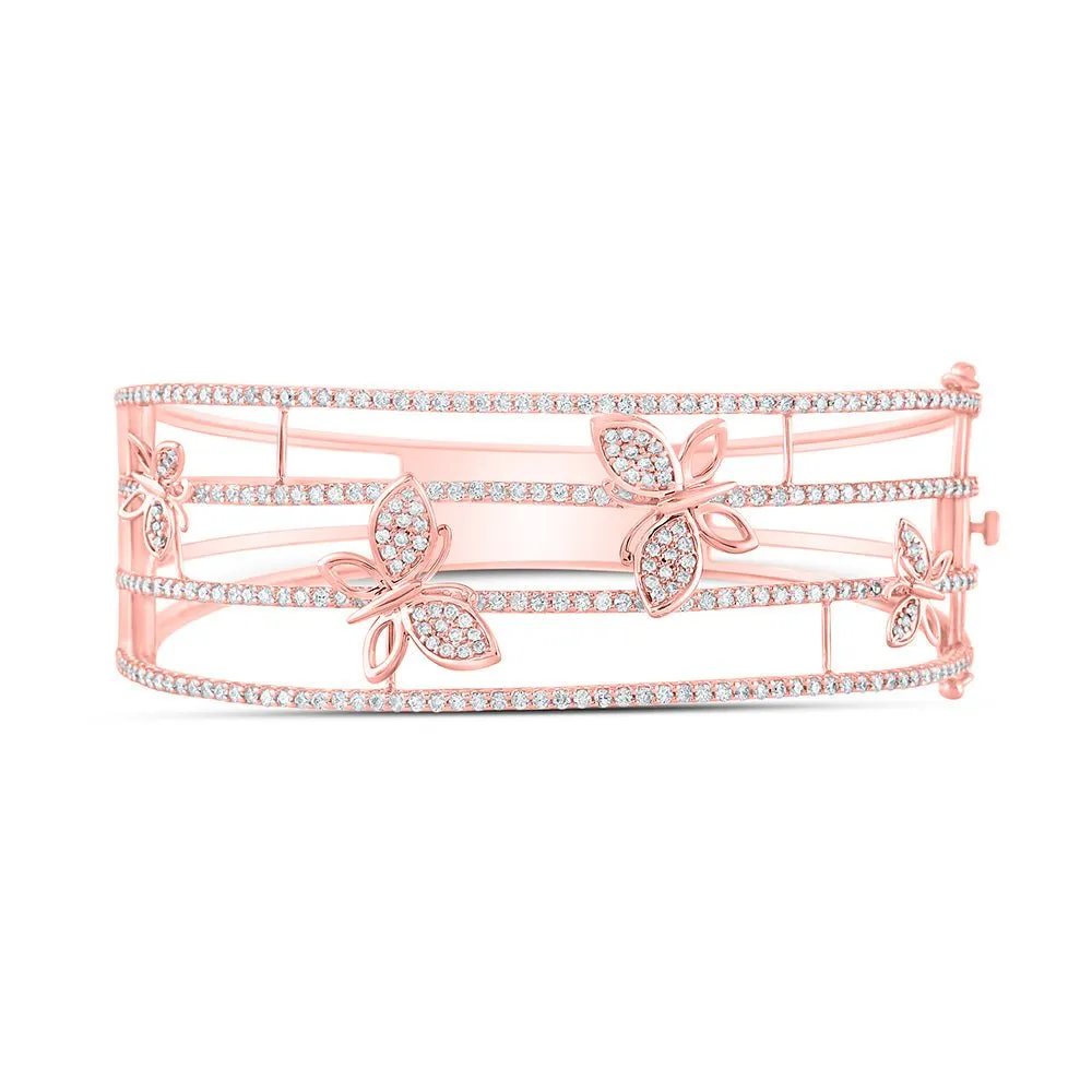 14kt Rose Gold Diamond Butterfly Bangle Bracelet - 2 Carat Total Weight - Splendid Jewellery