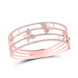 14kt Rose Gold Diamond Butterfly Bangle Bracelet - 2 Carat Total Weight - Splendid Jewellery