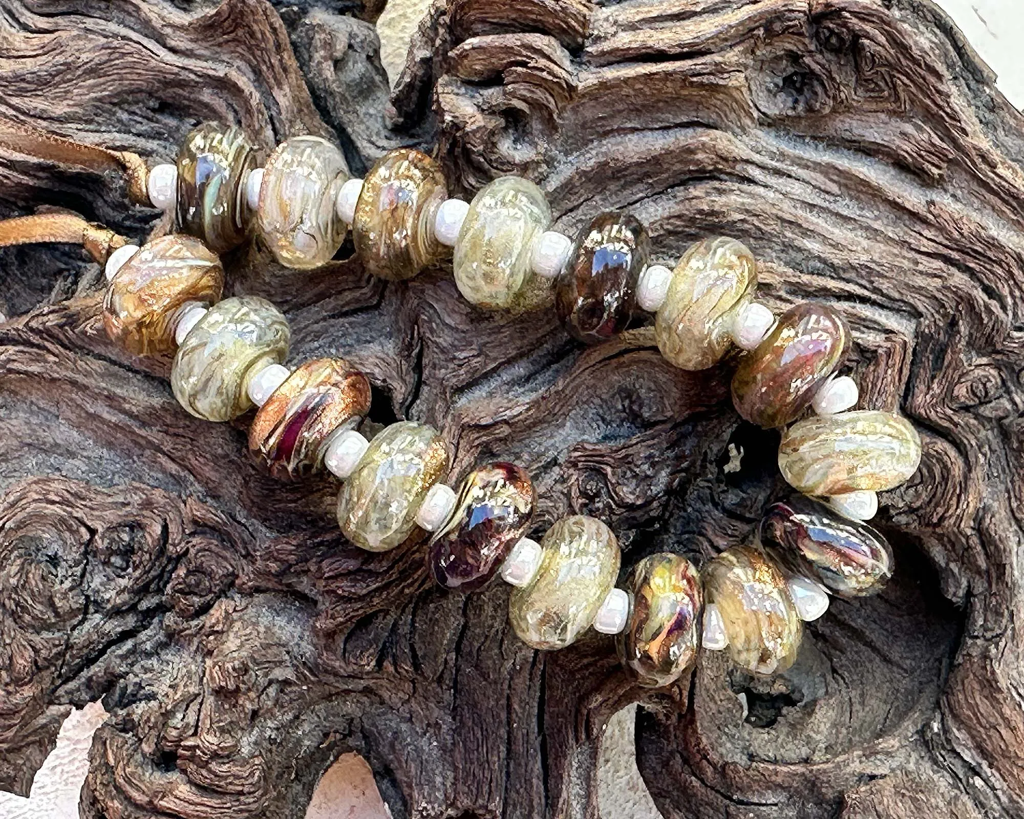 17 Mocha Mist Lampwork Beads Set SRA