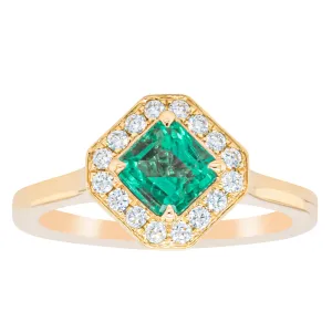 18ct Yellow Gold .84ct Emerald & Diamond Ring